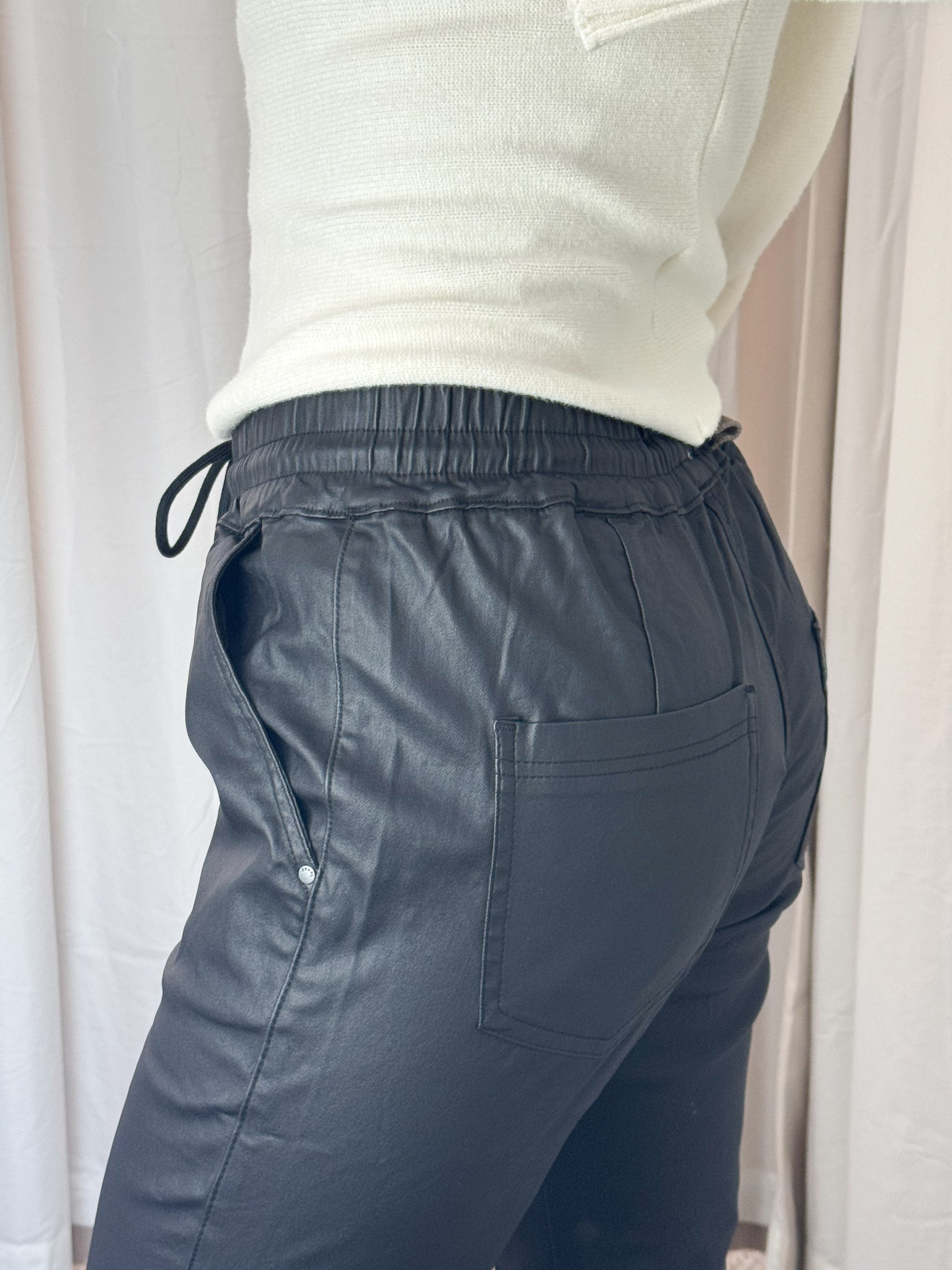 Melly & Co Black Coated Joggers