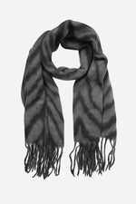 Dark Grey Two Tone Tiger Print Scarf