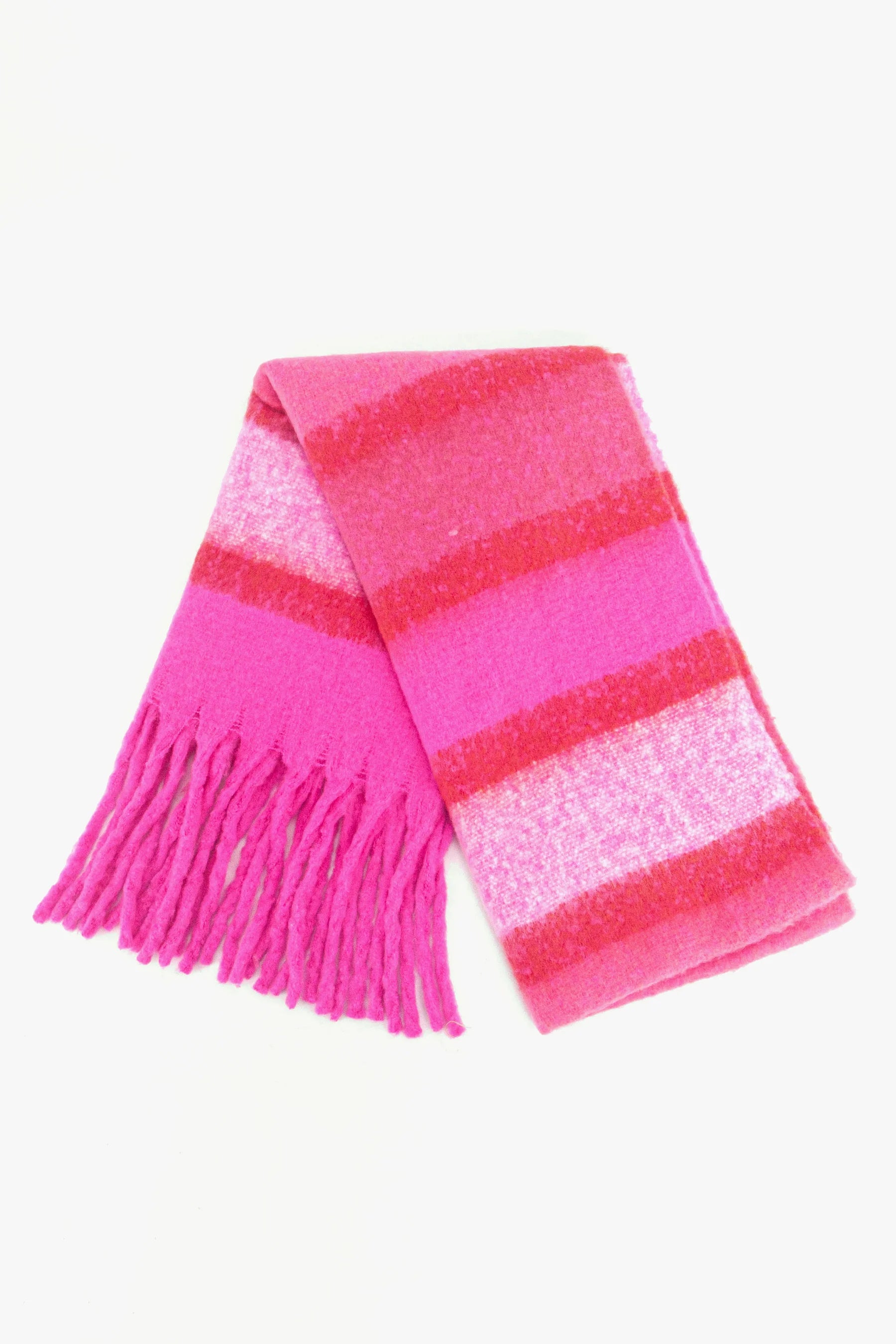 Fuchsia Striped Colourblock Heavyweight Scarf