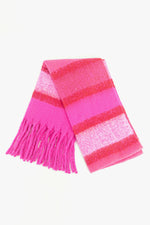 Fuchsia Striped Colourblock Heavyweight Scarf