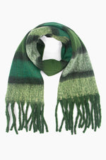 Green Striped Colourblock Heavyweight Scarf