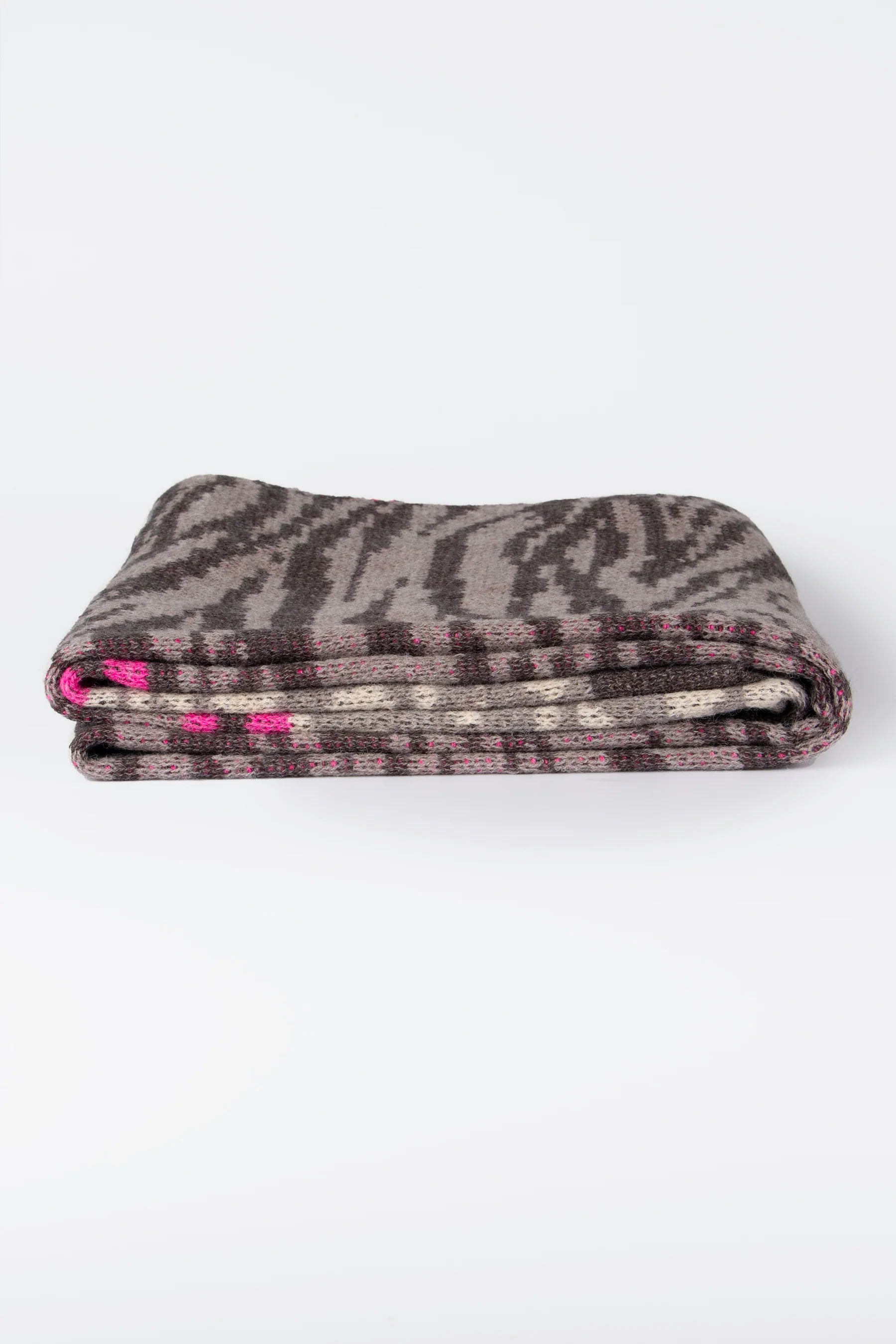 Grey, Fuchsia Tiger & Leopard Print Blanket Scarf
