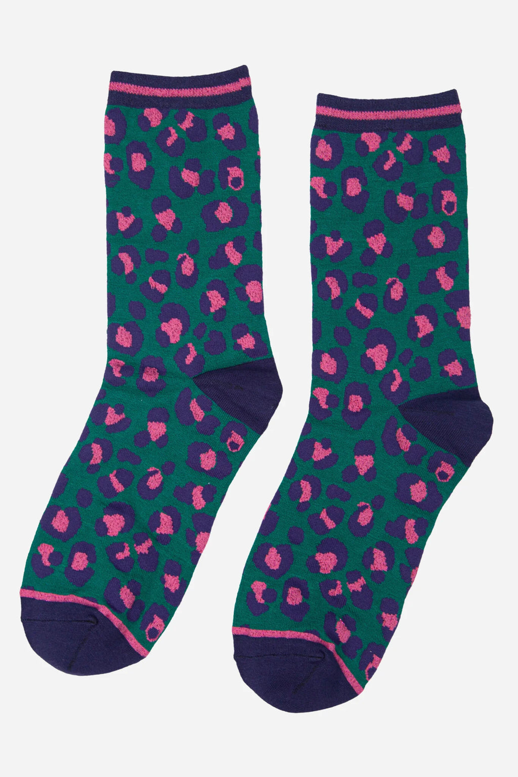 Green & Pink Leopard Print Socks