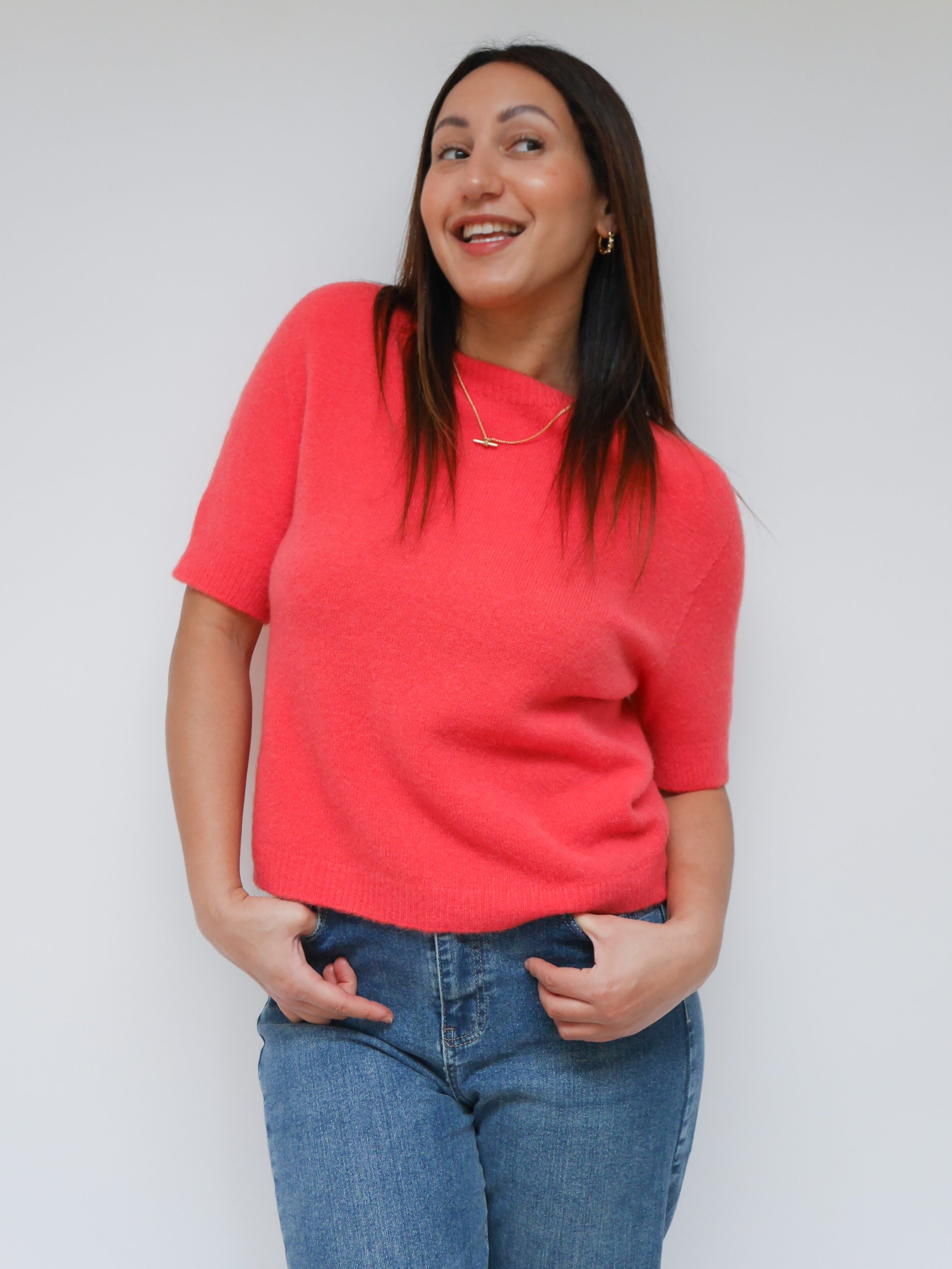 Phoebe Alpaca Knit Coral
