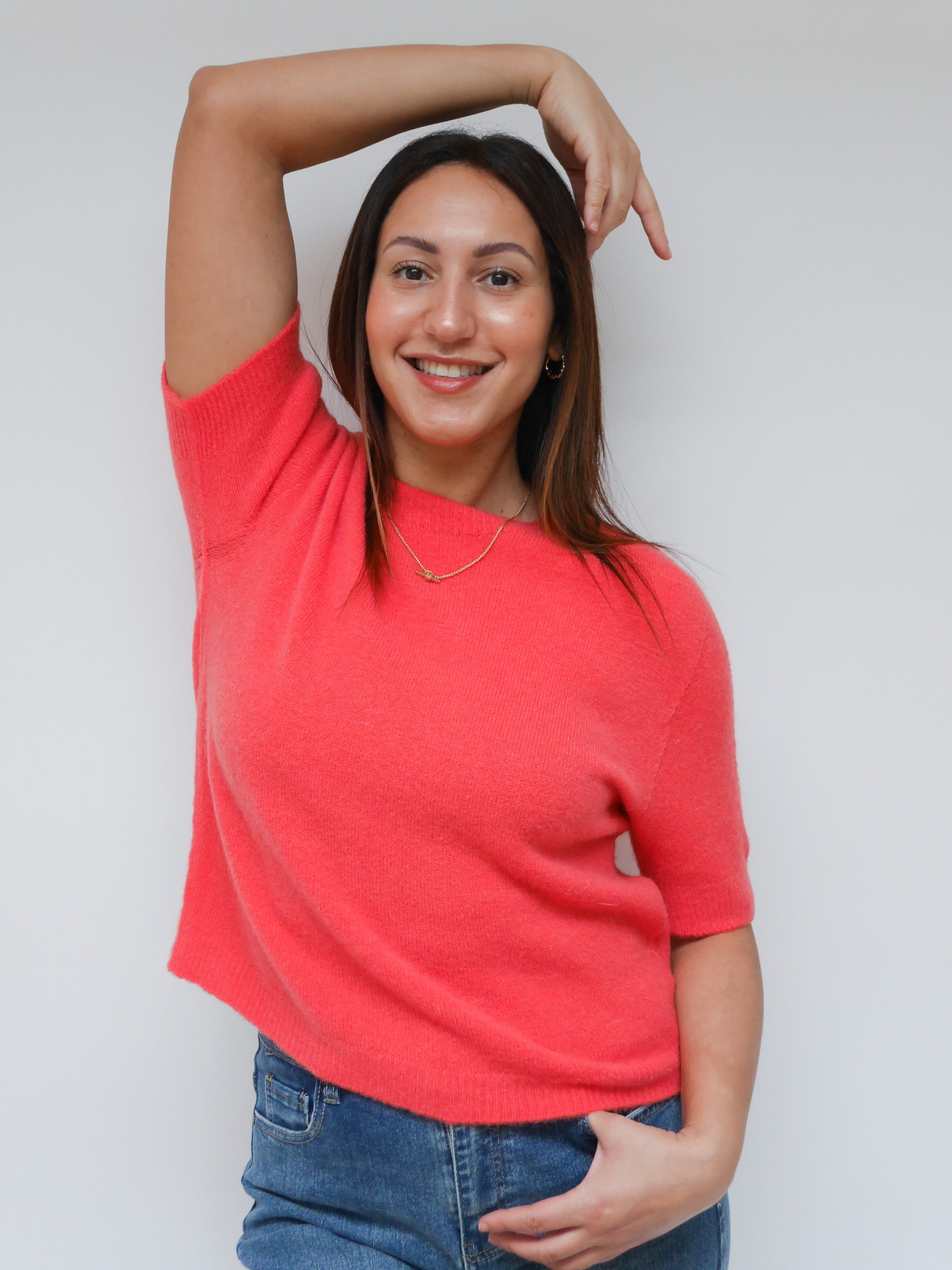 Phoebe Alpaca Knit Coral