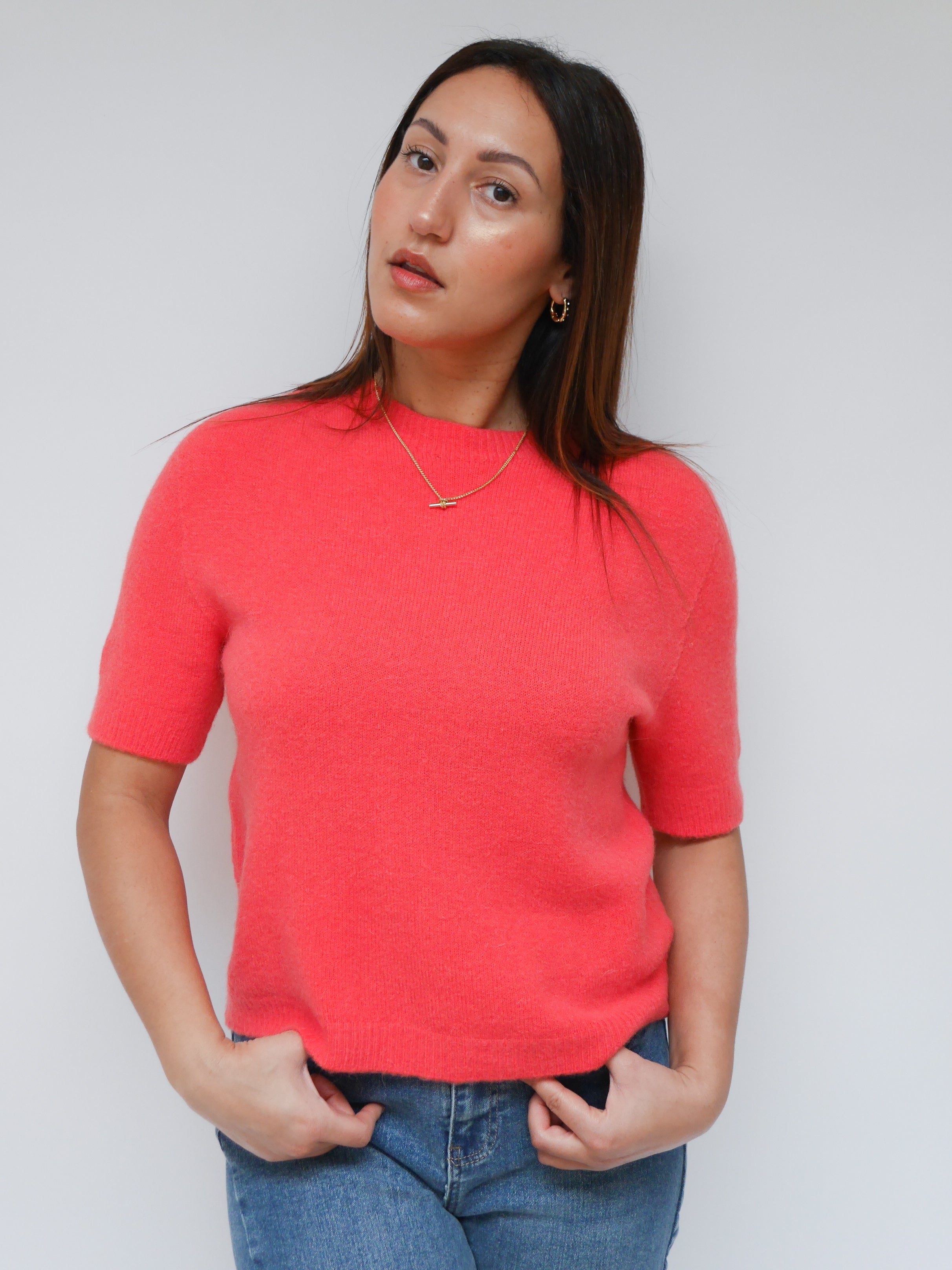 Phoebe Alpaca Knit Coral