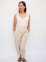 Linen Barrel Joggers Stone