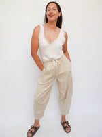 Linen Barrel Joggers Stone