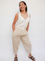 Linen Barrel Joggers Stone