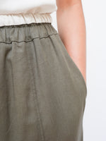 Linen Barrel Joggers Khaki