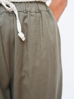 Linen Barrel Joggers Khaki