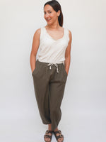 Linen Barrel Joggers Khaki