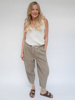 Linen Barrel Joggers Mocha