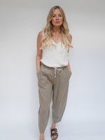 Linen Barrel Joggers Mocha