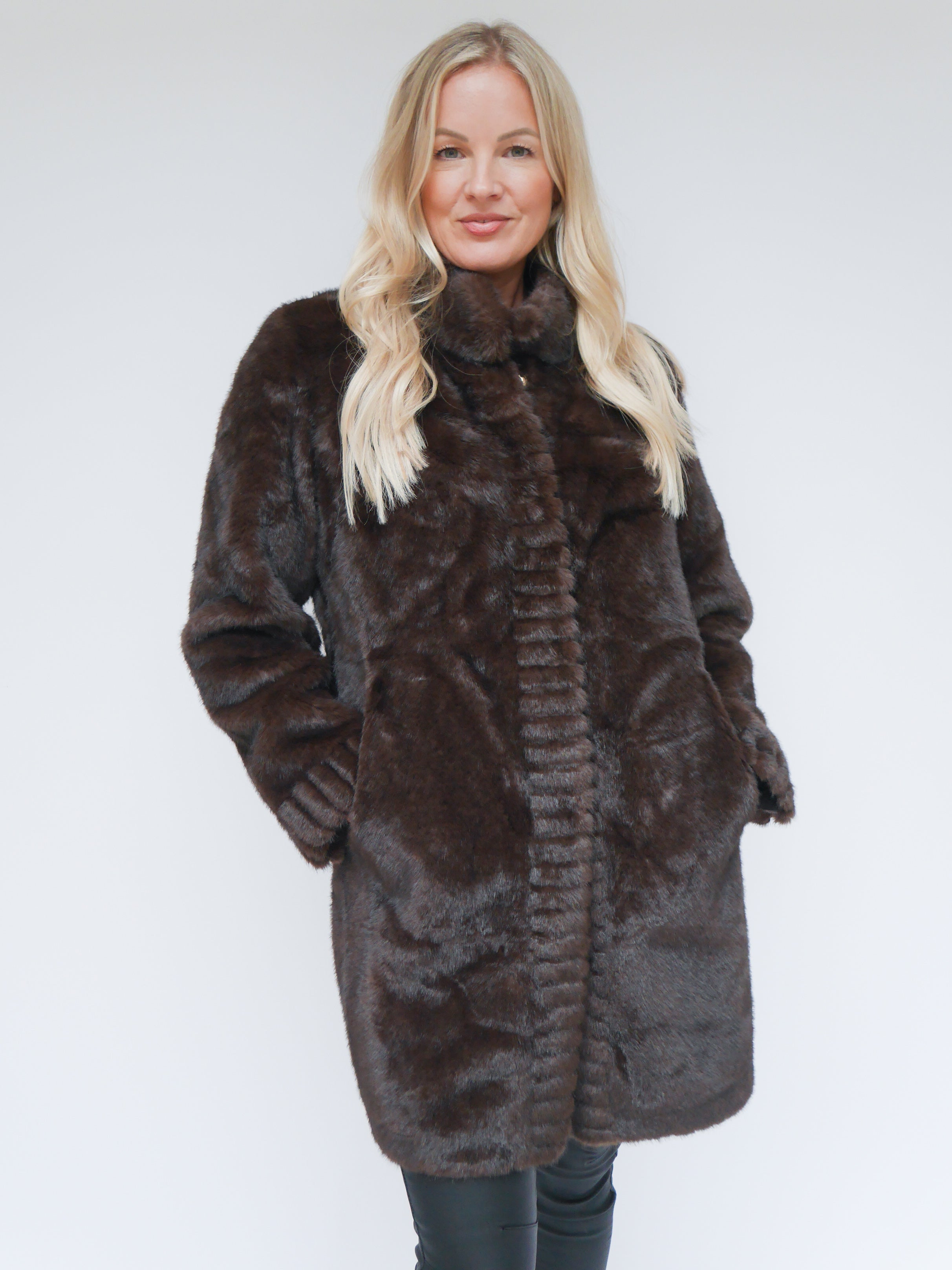 Camilla Faux Fur Coat Chocolate