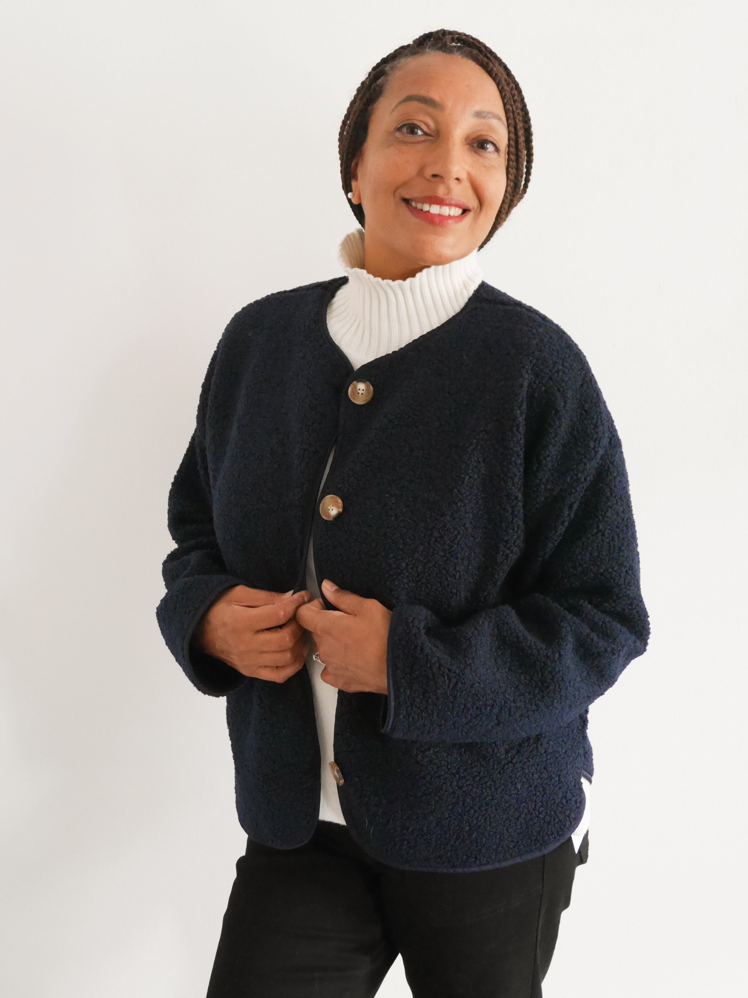 Carmen Borg Collarless Jacket Navy