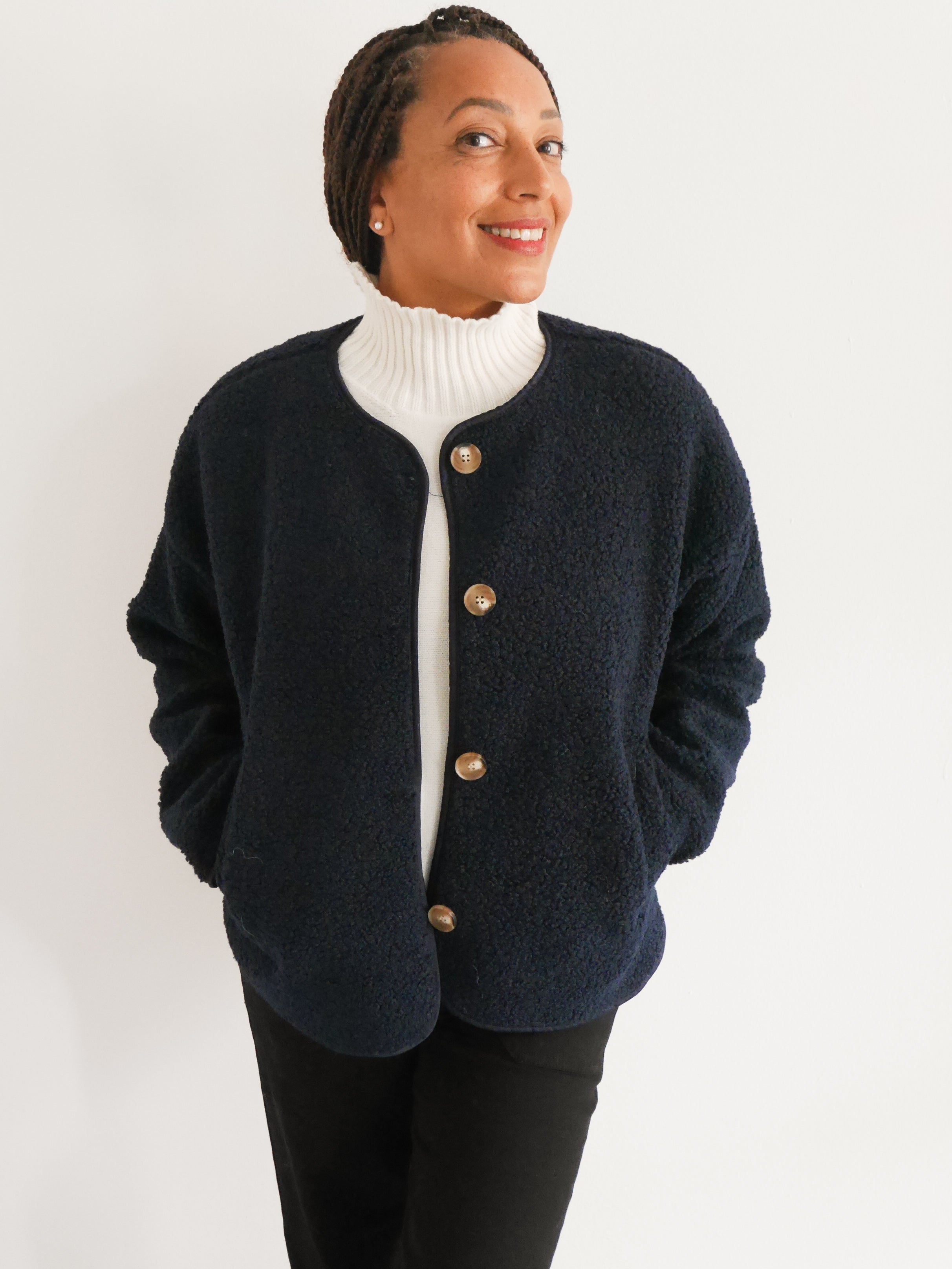 Carmen Borg Collarless Jacket Navy