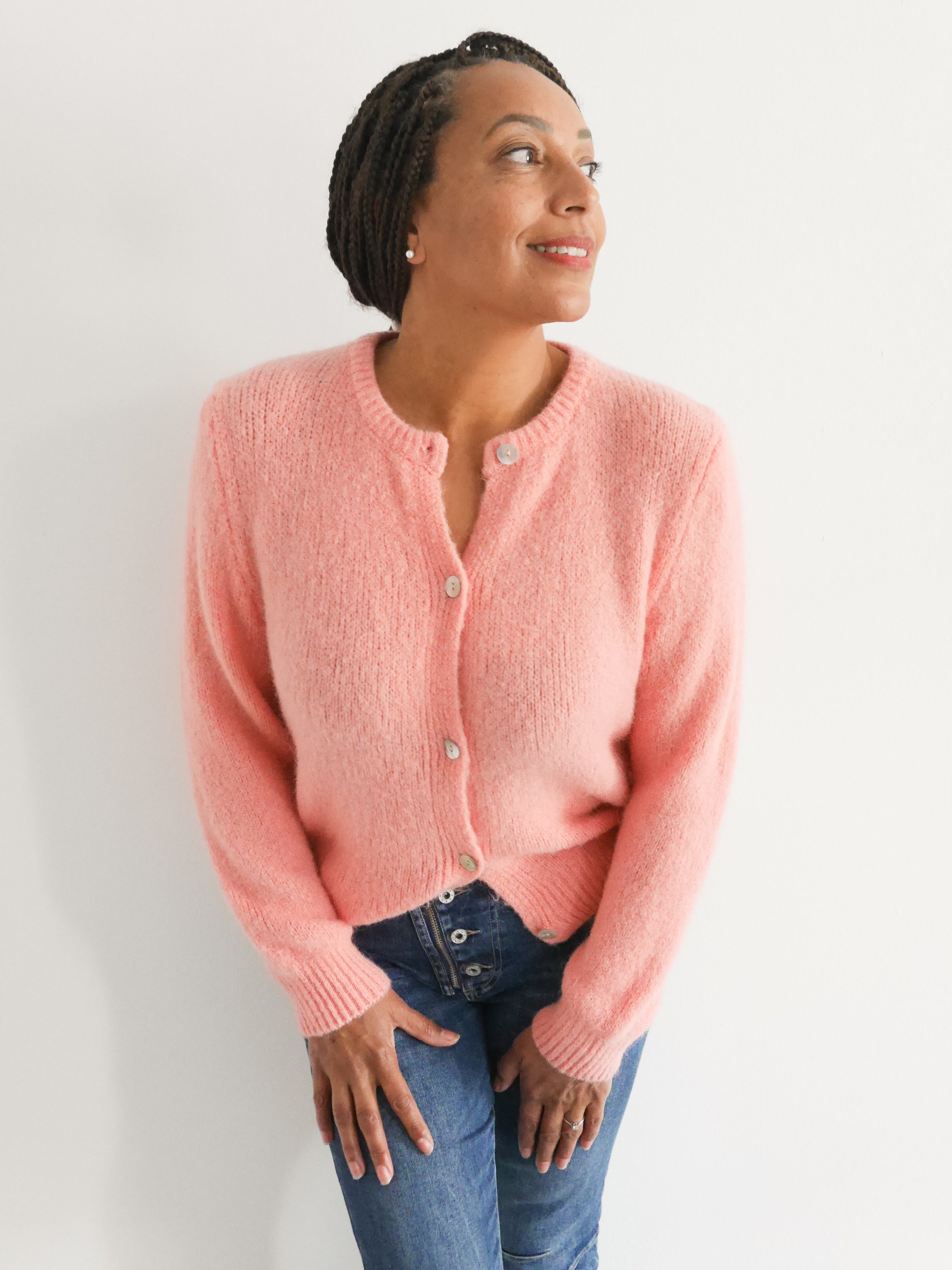 Clara Alpaca Cardigan Peach