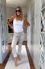 Melly & Co Stone 4 Button Hole Detail Jeans