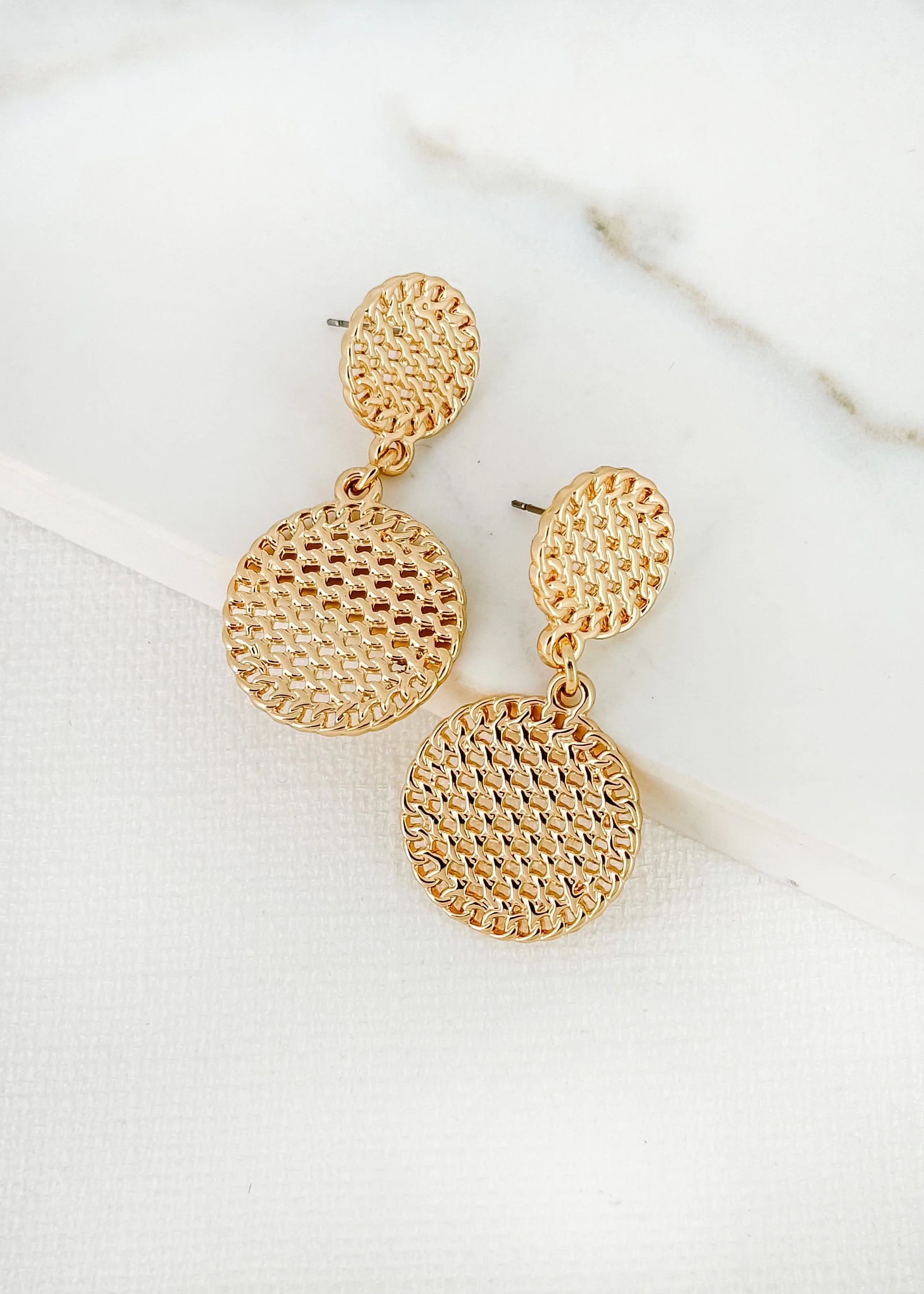 Envy Gold Textured Double Circle Earrings