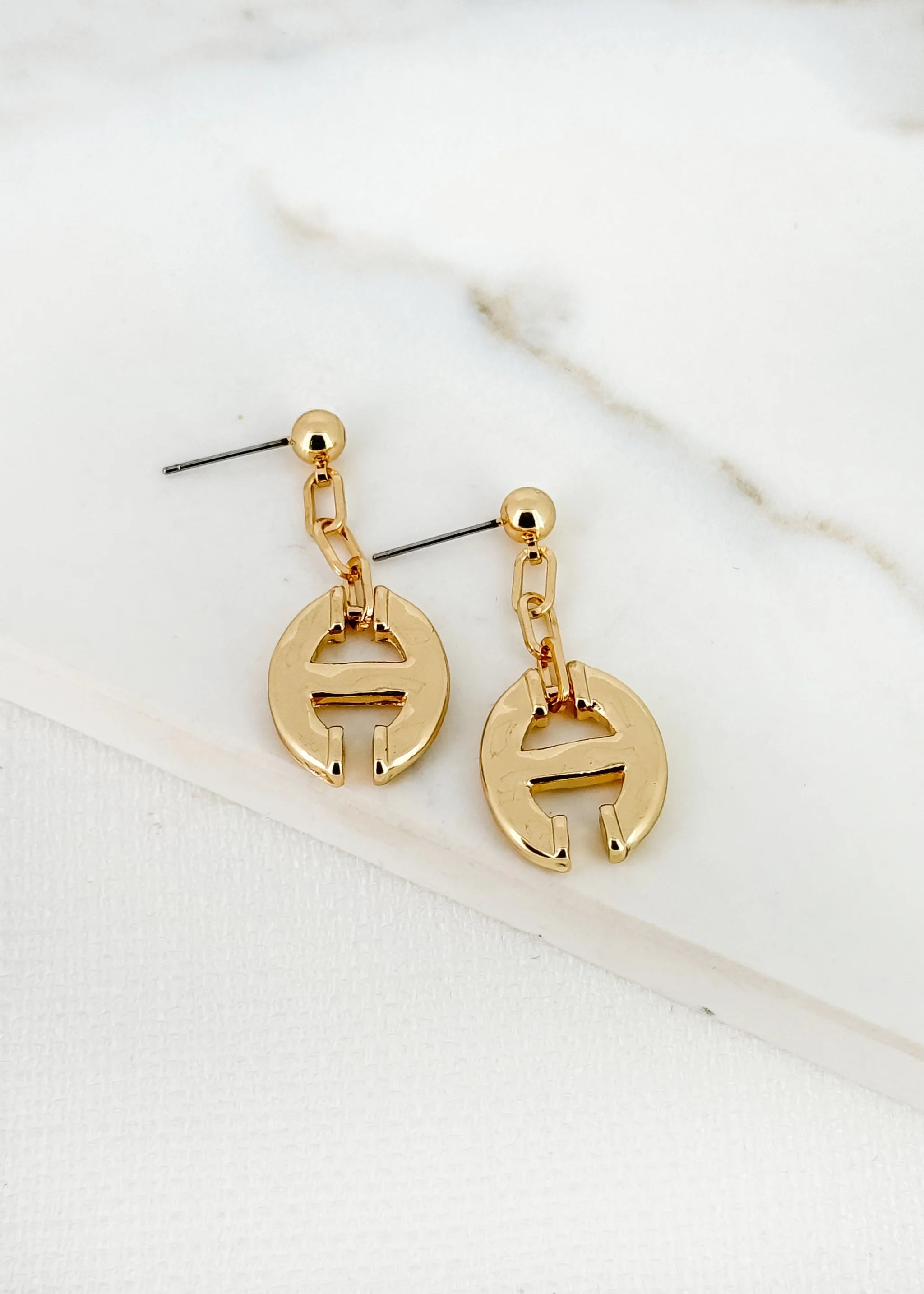 Envy Shiny Gold Dropper Earrings