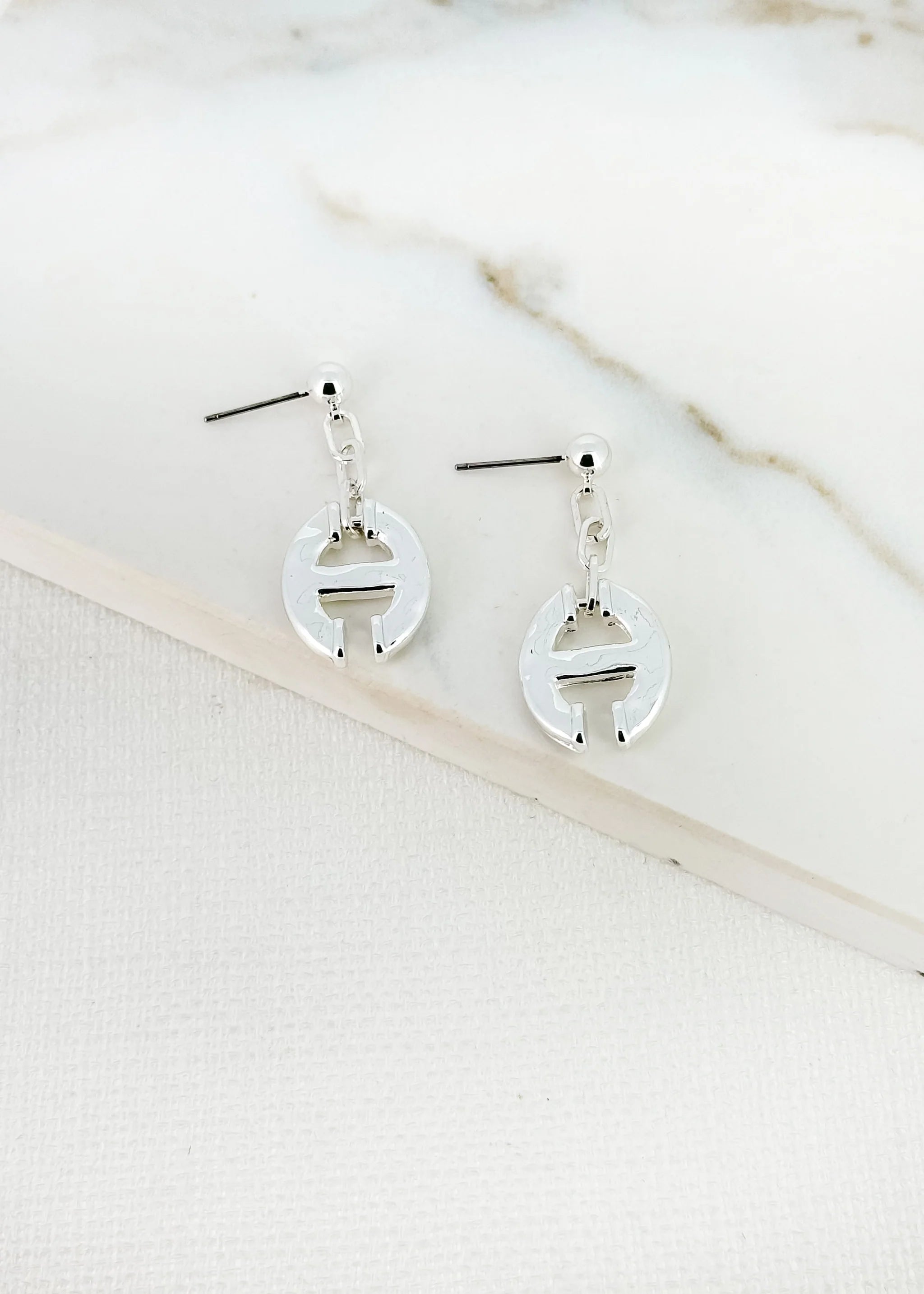 Envy Shiny Silver Dropper Earrings
