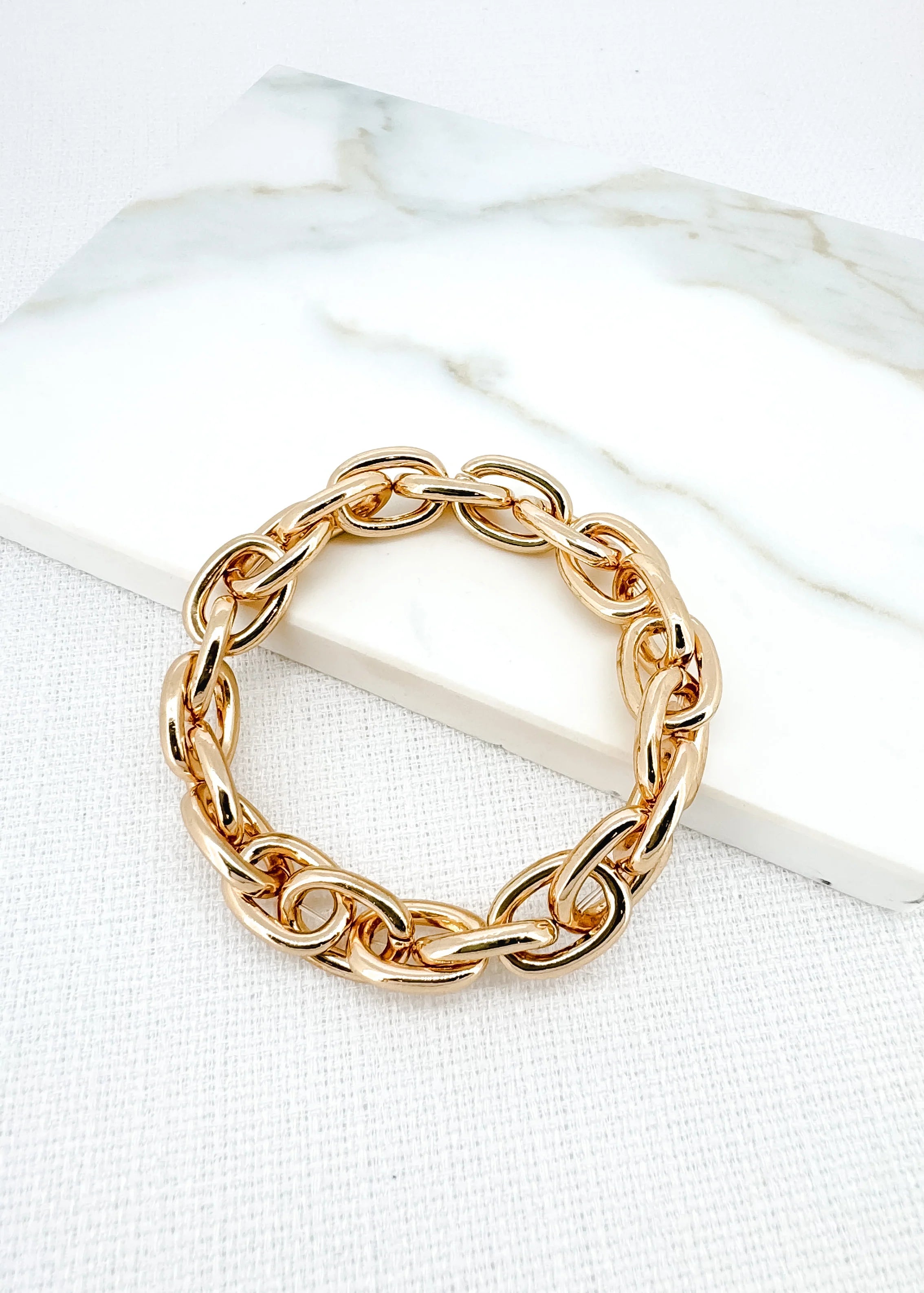 Envy Chunky Gold Chain Link Stretch Bracelet