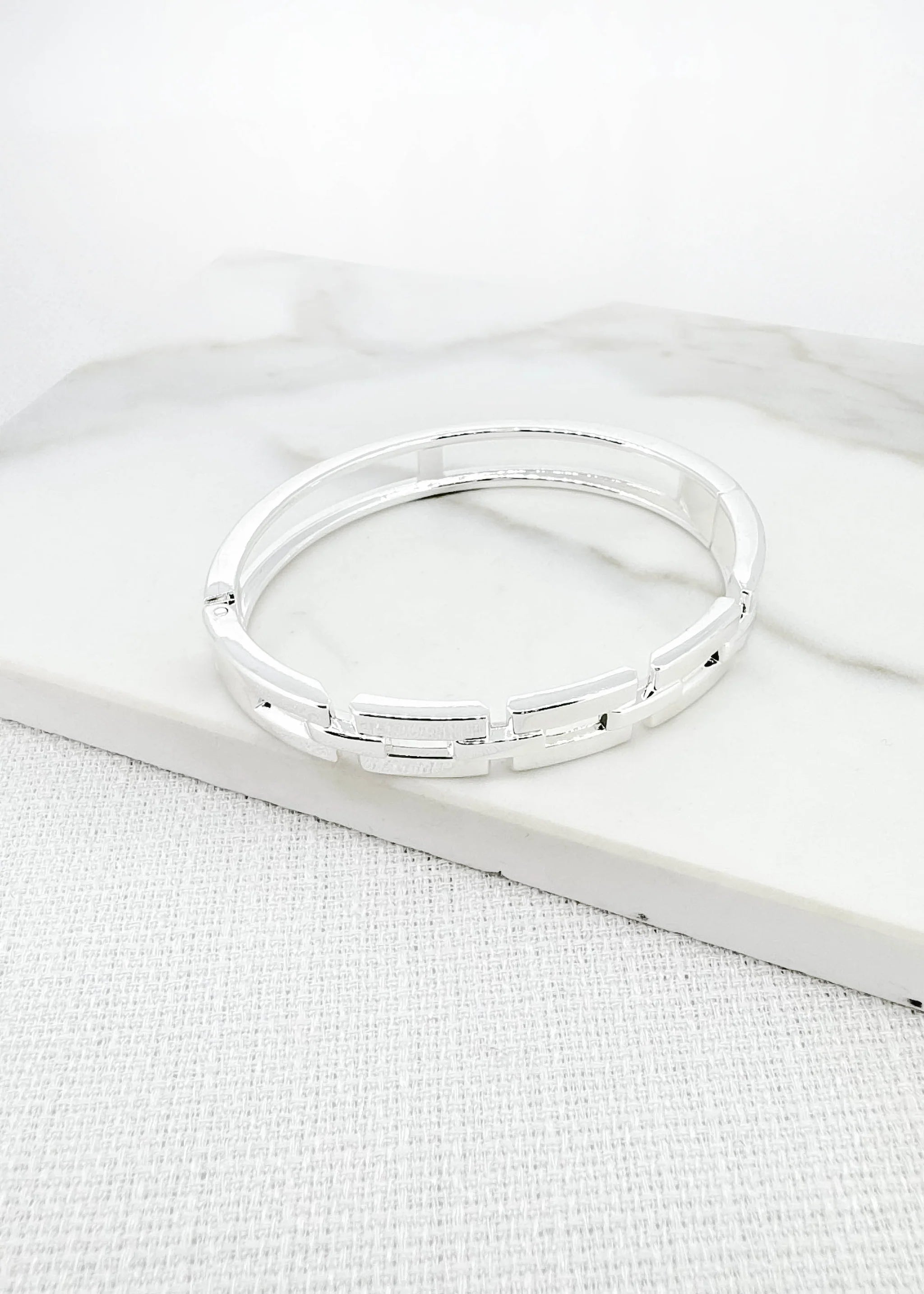 Envy Silver Hinged Bracelet