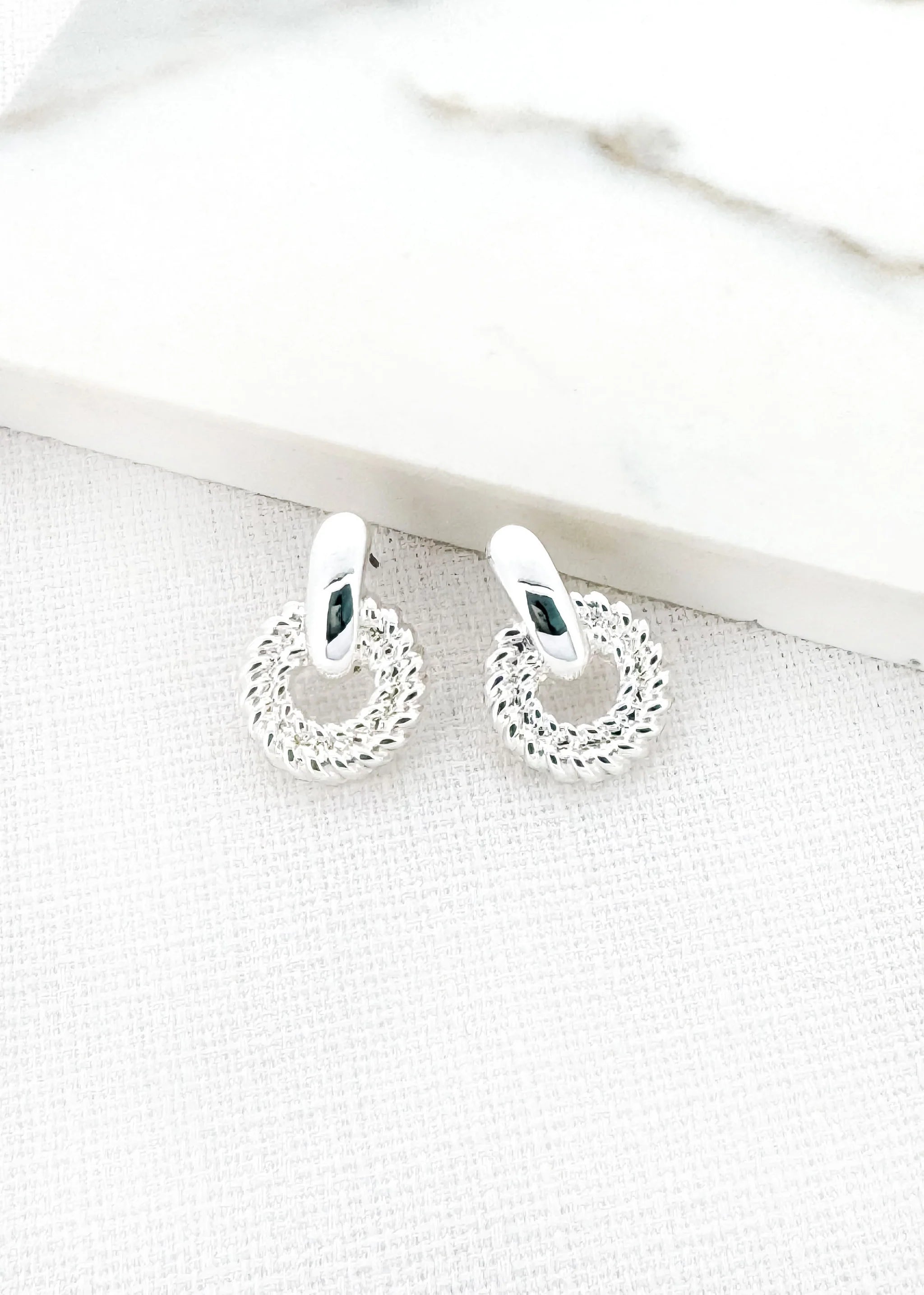 Envy Textured Silver Circle Earrings