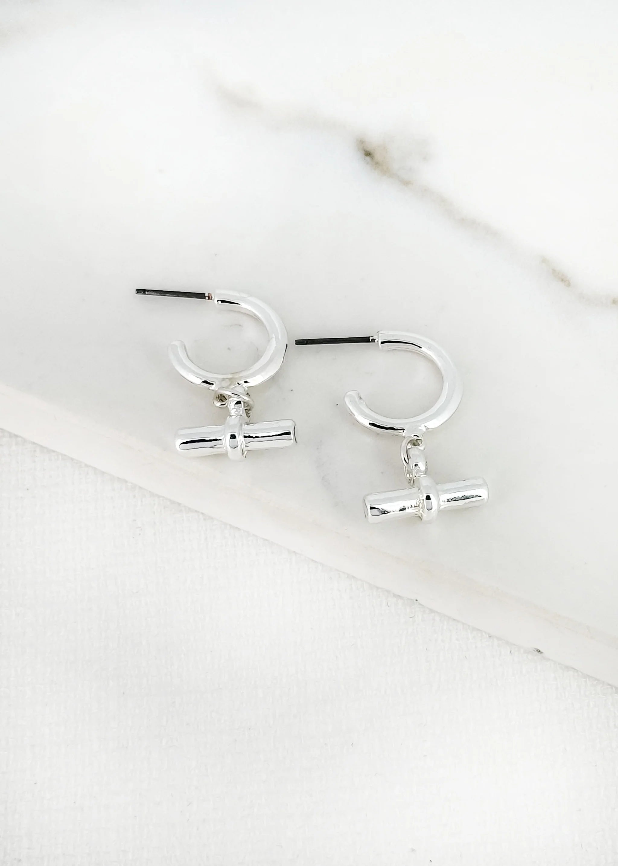 Envy Silver T-bar Hoop Earrings