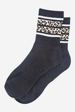 Black and Leopard Stripe Sporty Socks