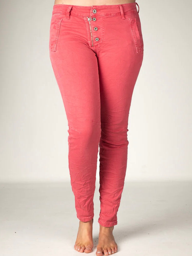 Melly & Co Coral 4 Button Hole Detail Jeans