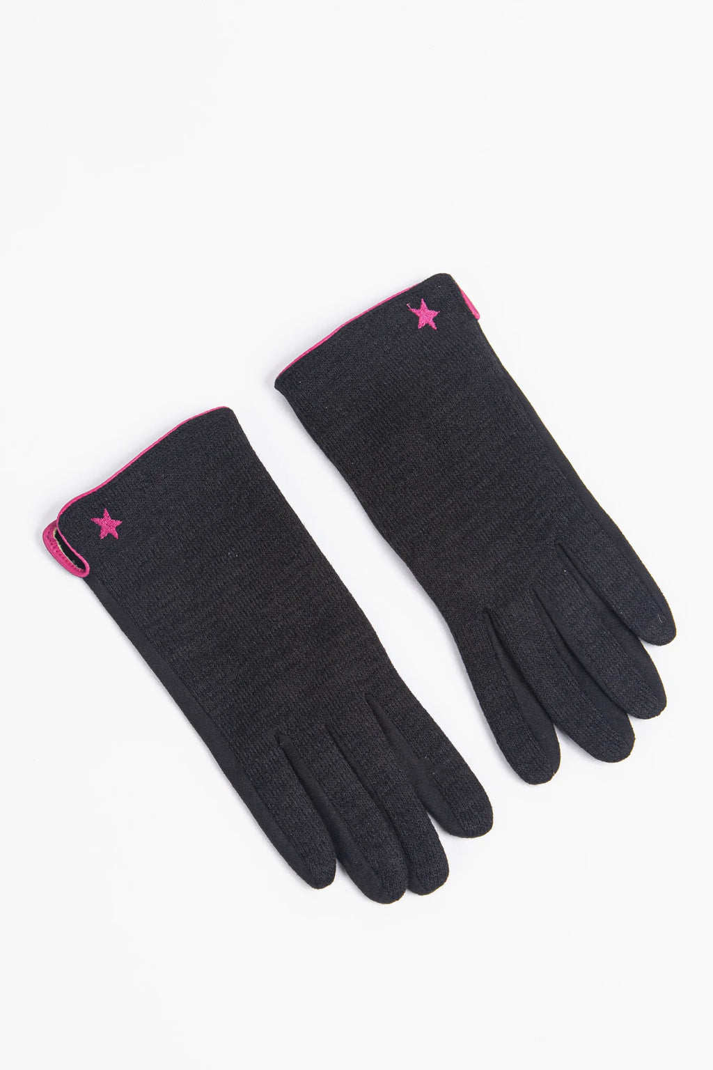 Black Fuchsia Star Trim Gloves