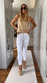 Melly & Co White 4 Button Hole Detail Jeans