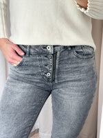 Melly & Co Grey Washed 4 Button Hole Detail Jeans