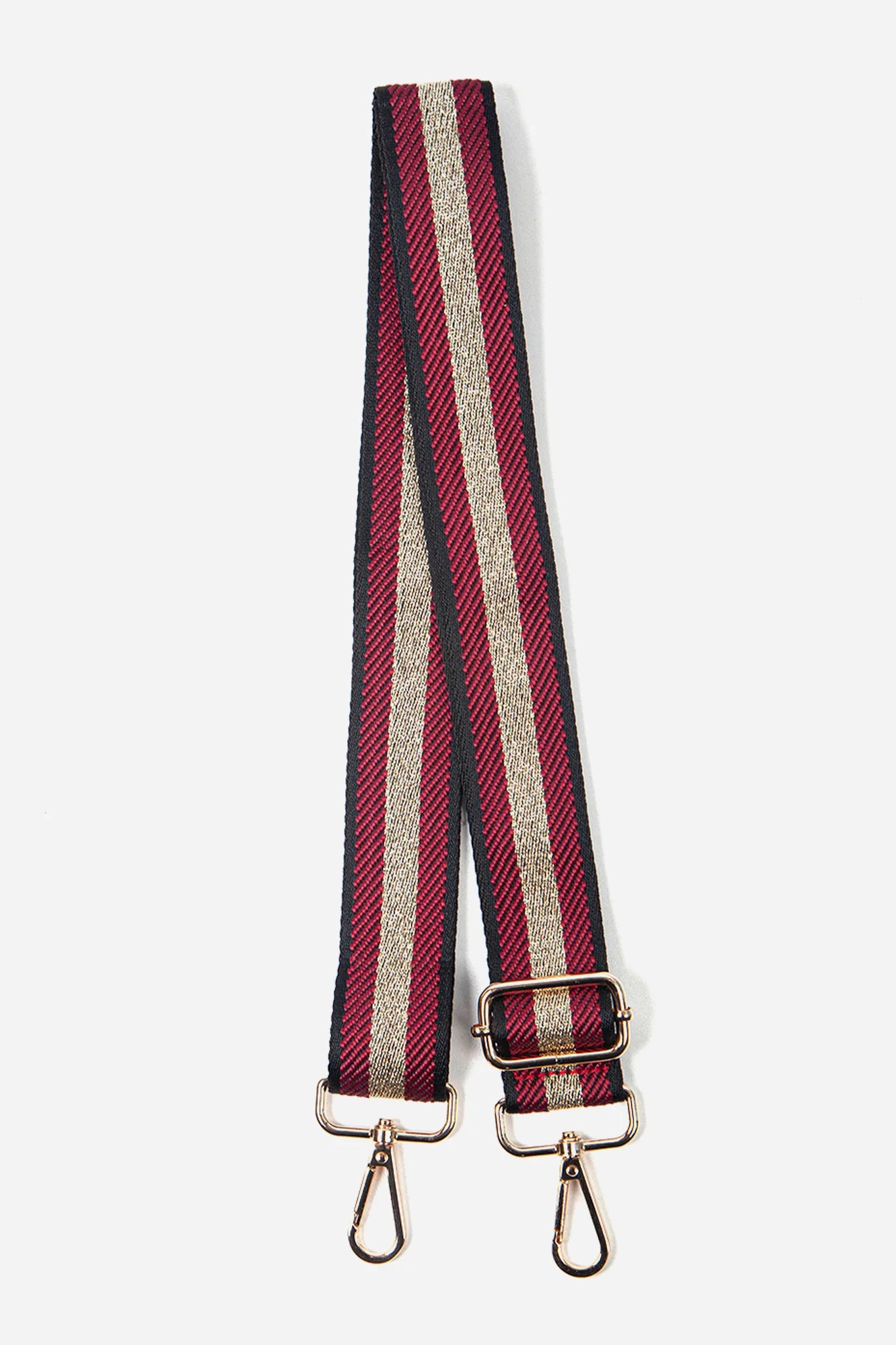 Berry & Gold Glitter Striped Woven Bag Strap