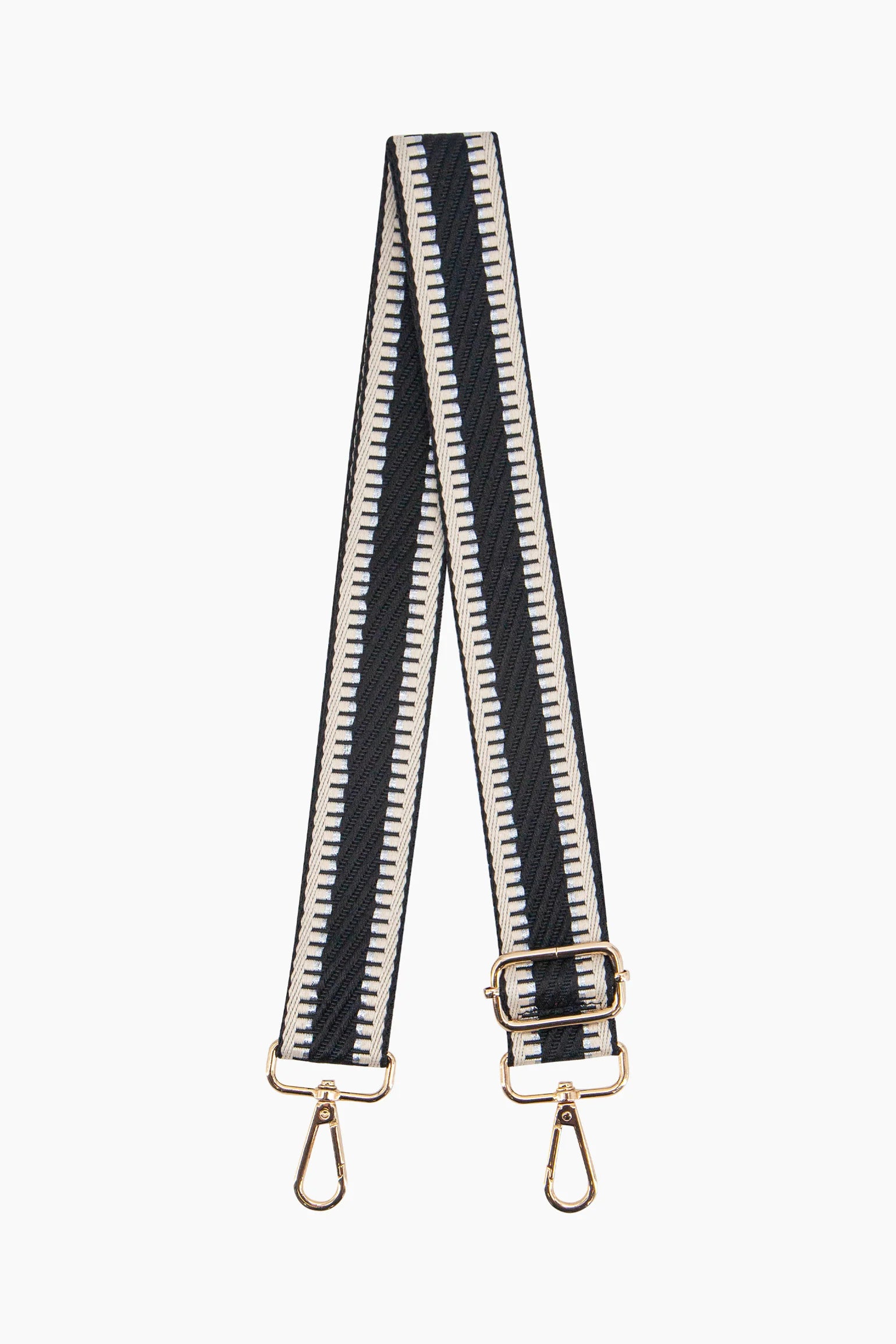 Black Striped Trim Woven Bag Strap