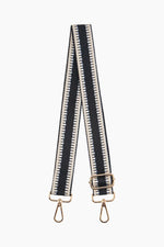 Black Striped Trim Woven Bag Strap