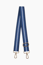 Navy and White Spotted Woven Bag Strap