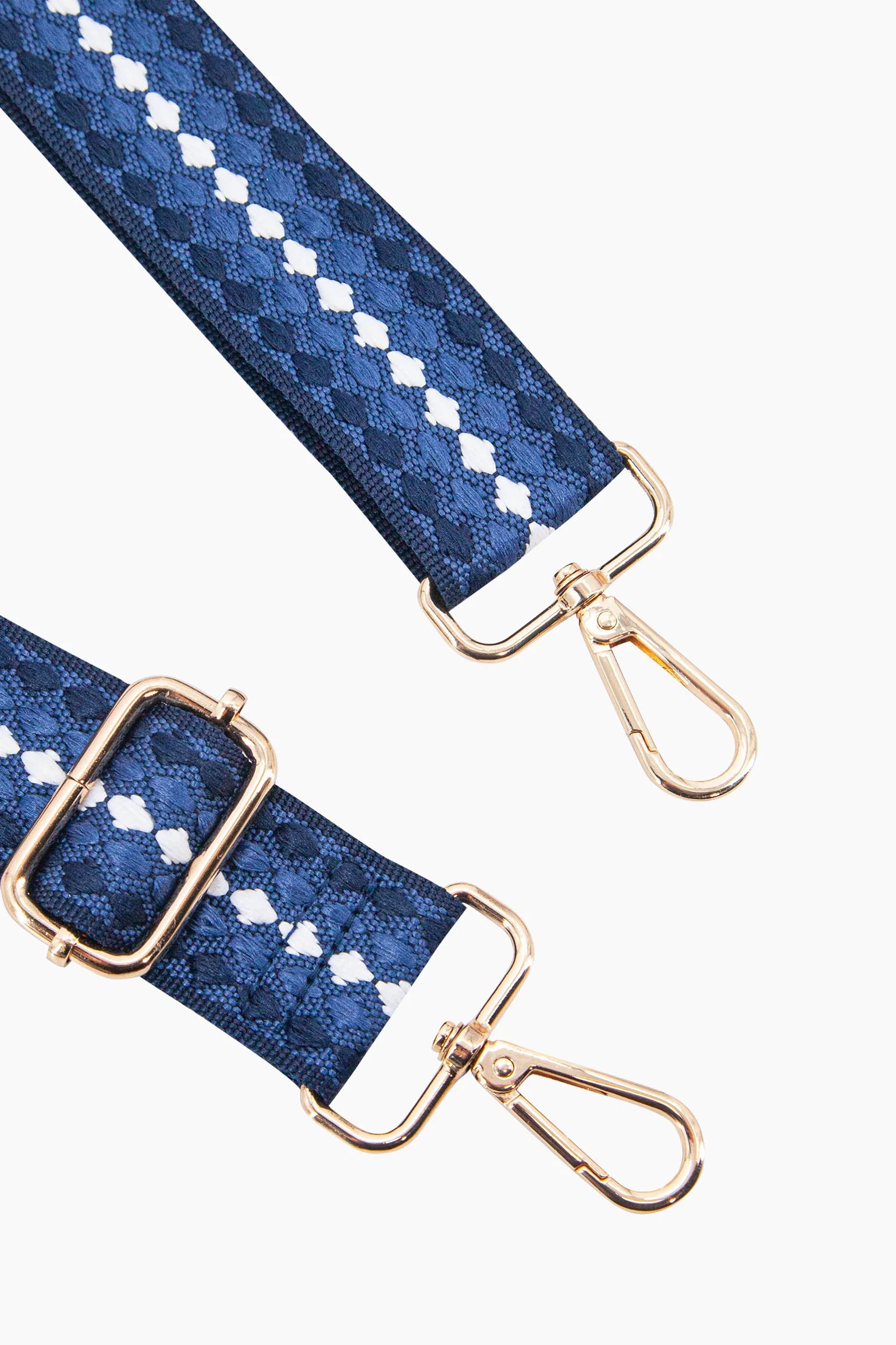 Navy and White Spotted Woven Bag Strap