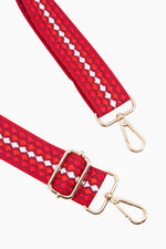 Red and White Spotted Woven Bag Strap