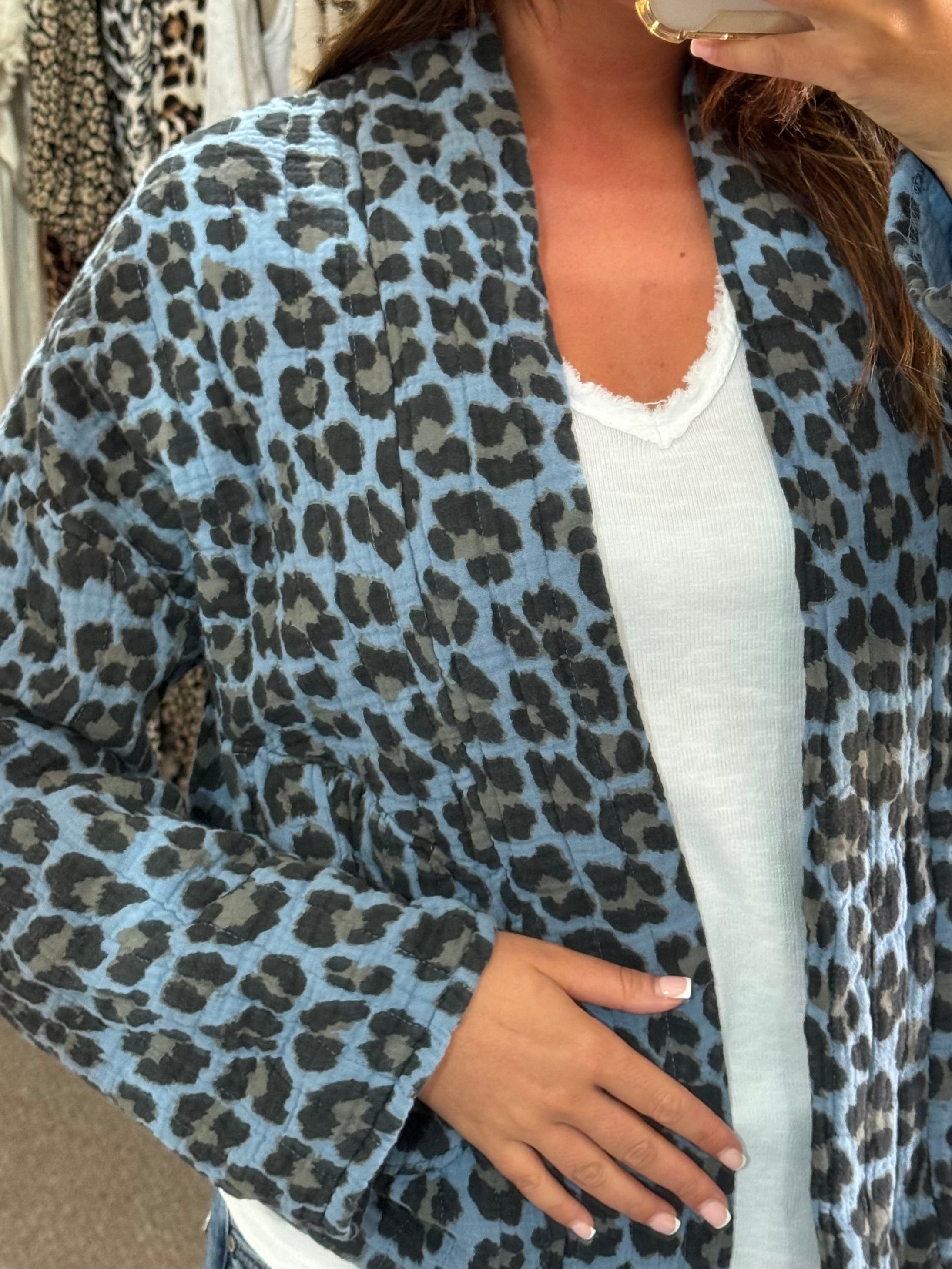 Emma Jacket Denim Blue Leopard