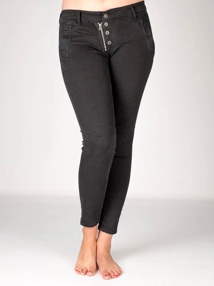 Melly & Co Black 4 Button Hole Detail Jeans
