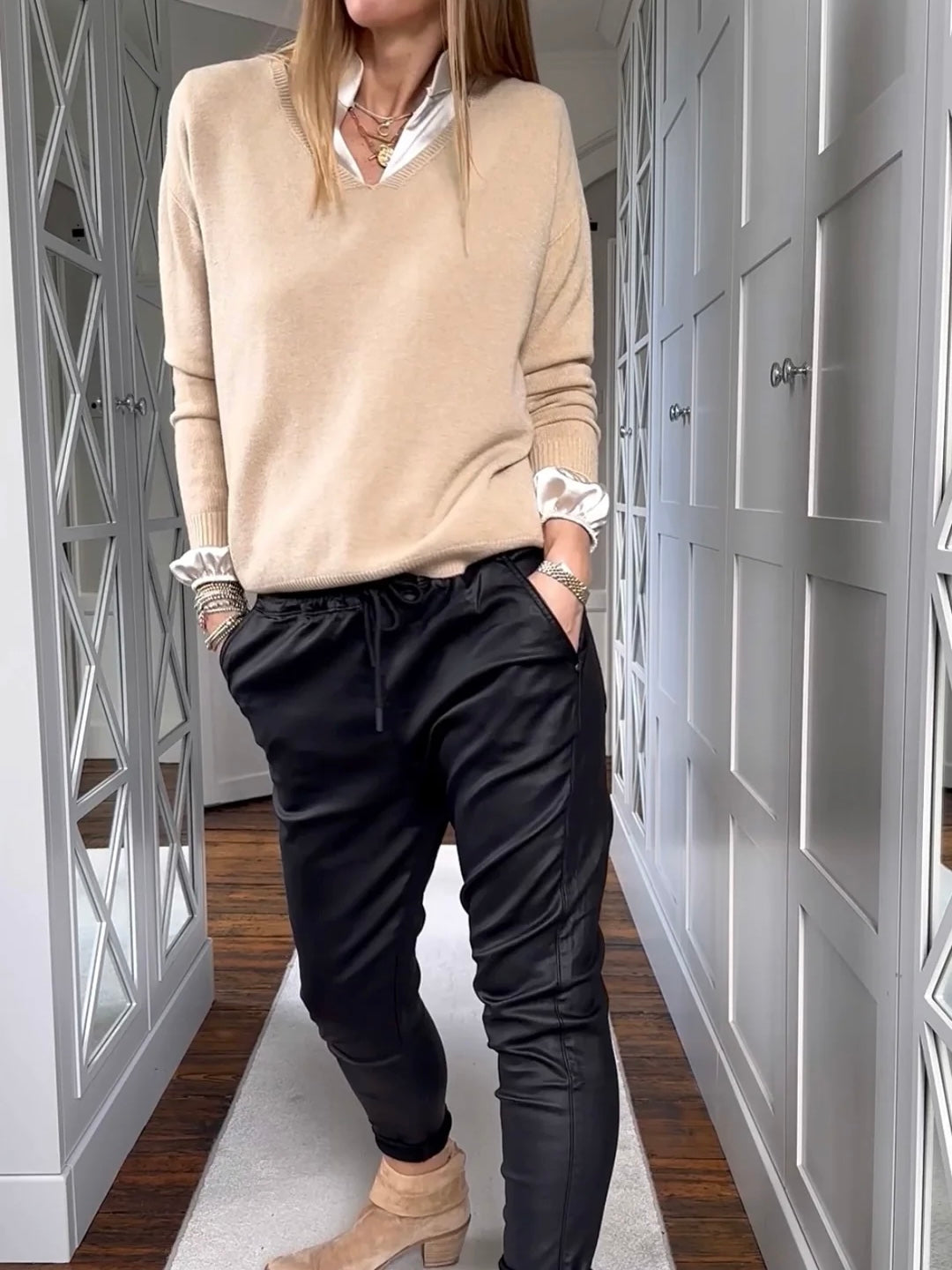 Melly & Co Black Coated Joggers