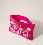 Elizabeth Scarlett Flamingos Pink Velvet Everyday Pouch