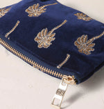 Elizabeth Scarlett Gold Palm Navy Velvet Coin Purse