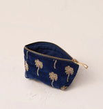 Elizabeth Scarlett Gold Palm Navy Velvet Coin Purse