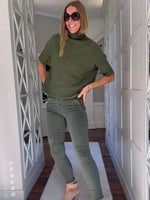 Melly & Co Forest Green 4 Button Hole Detail Jeans