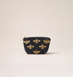 Elizabeth Scarlett Honey Bee Charcoal Velvet Coin Purse