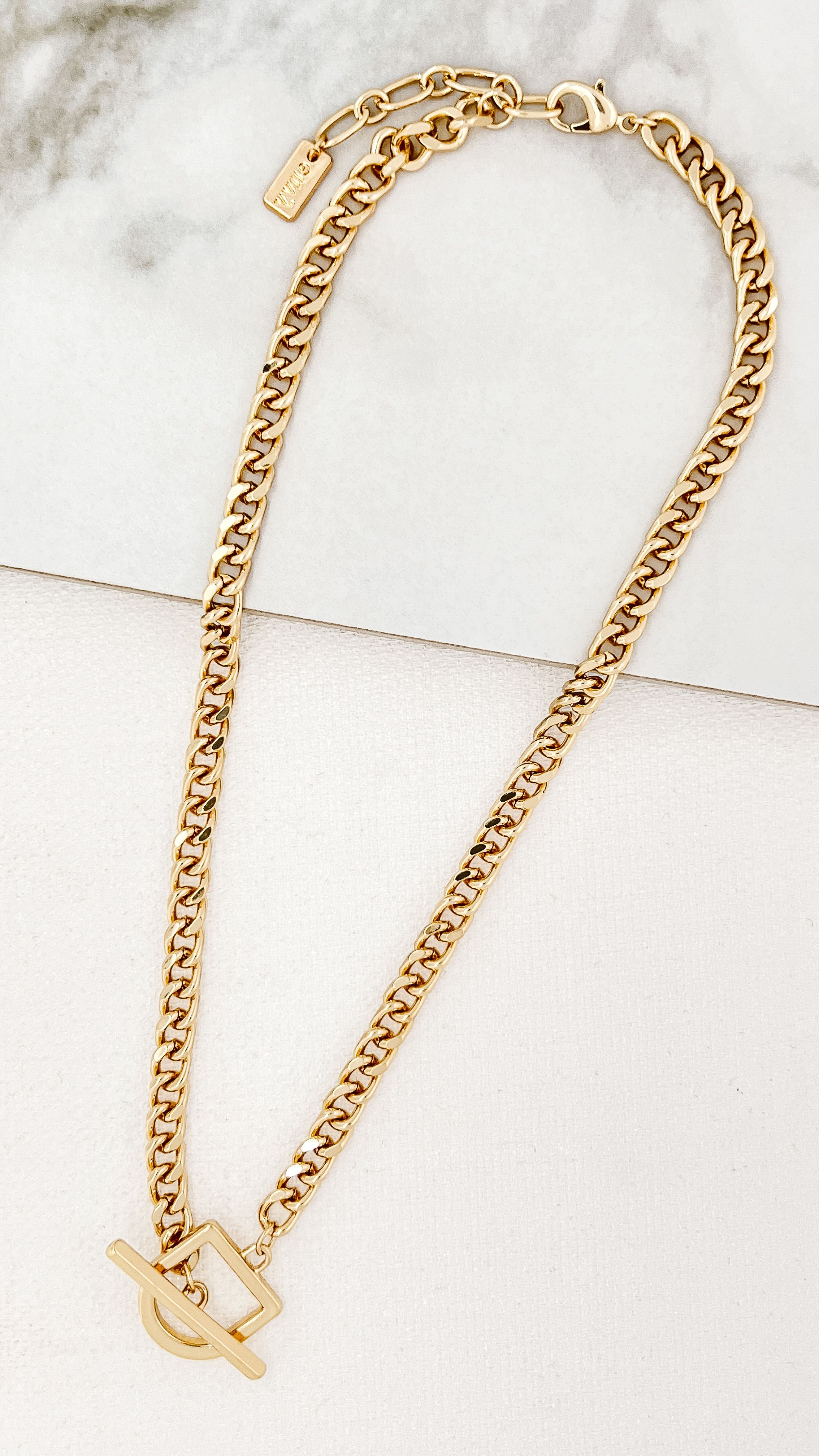 Envy Gold T Bar Necklace